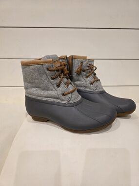 Sperry Gray and Tan Women's Waterproof Duck Boots